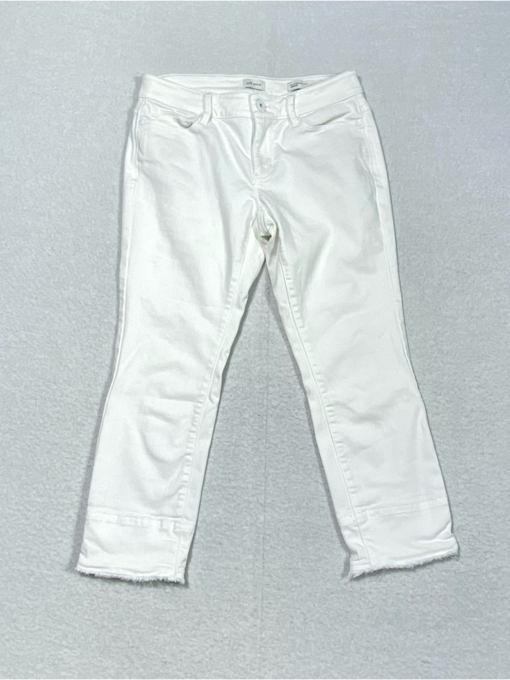 J Jill Authentic Fit Cropped Jeans Womens 2P White Raw Hem Low Rise Casual Denim